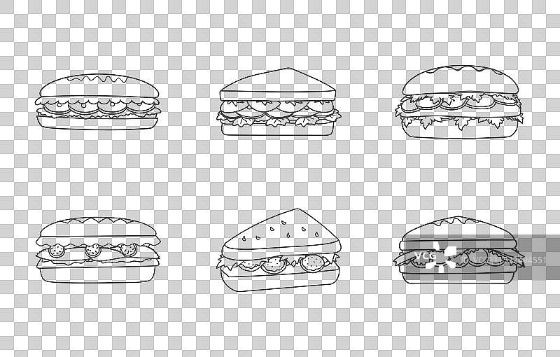 卡普雷塞三明治线条艺术套装图片素材