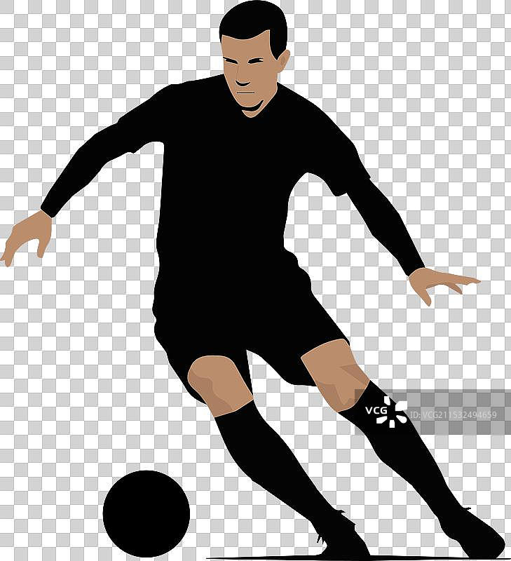 一名足球运动员在比赛中的动态表现图片素材