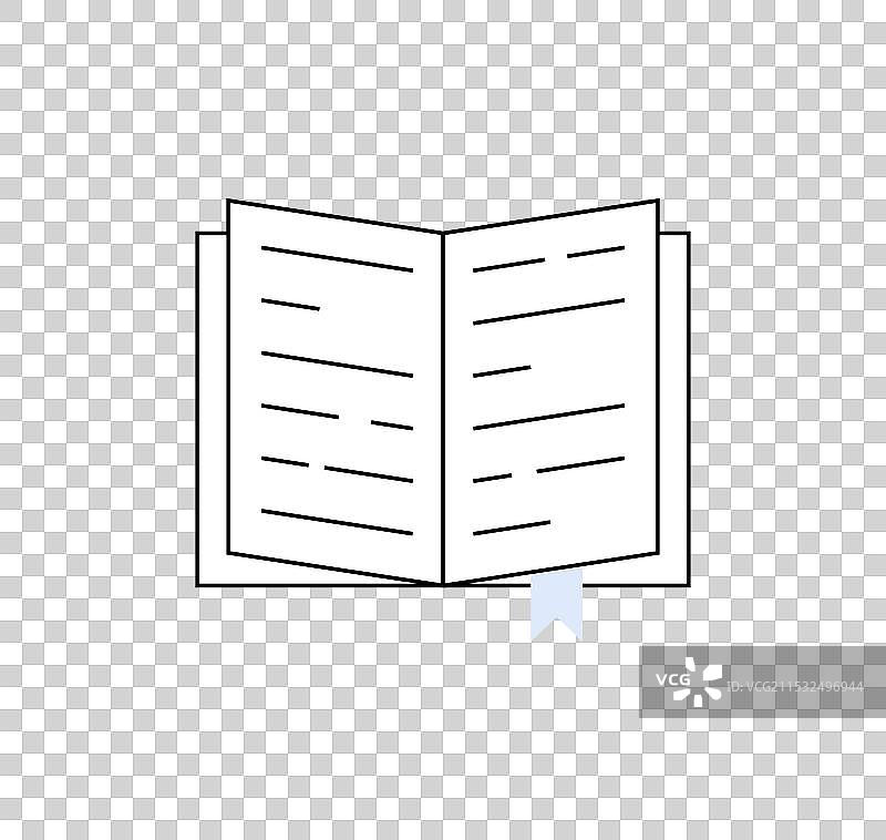 打开的书本图标，带有书签，象征着阅读图片素材