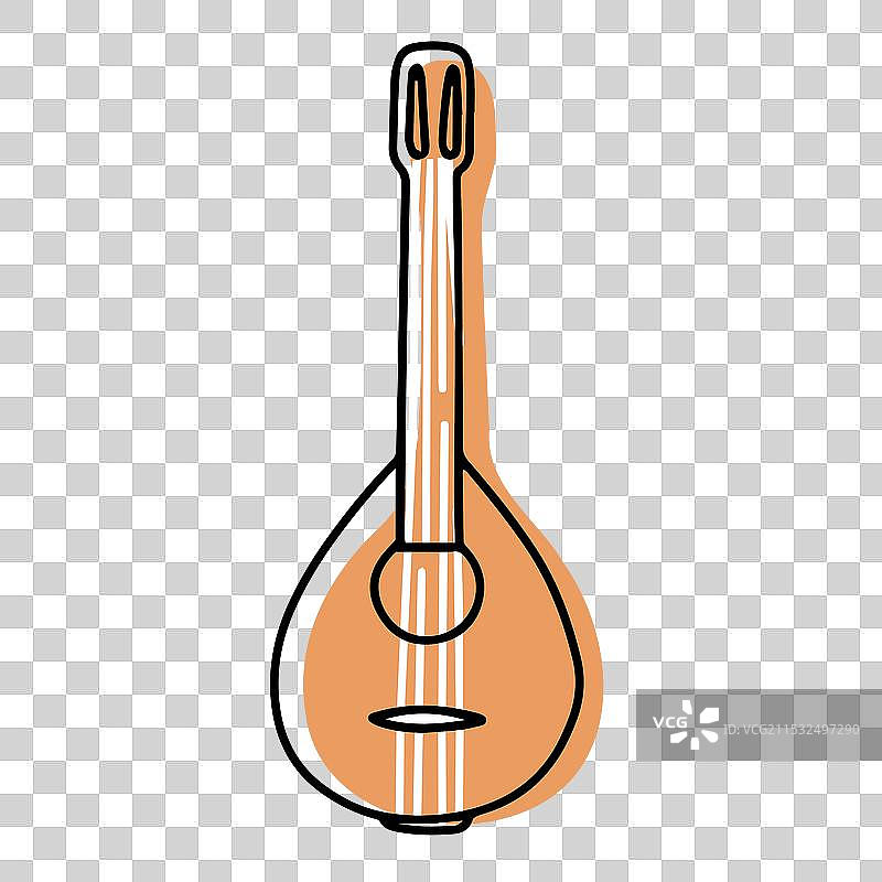 平面风格的曼陀林线条艺术音乐乐器图片素材