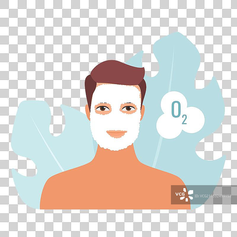 男子在脸上敷白色面膜图片素材