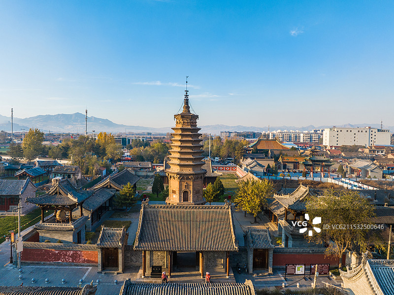 航拍山西省大同市浑源县圆觉寺图片素材