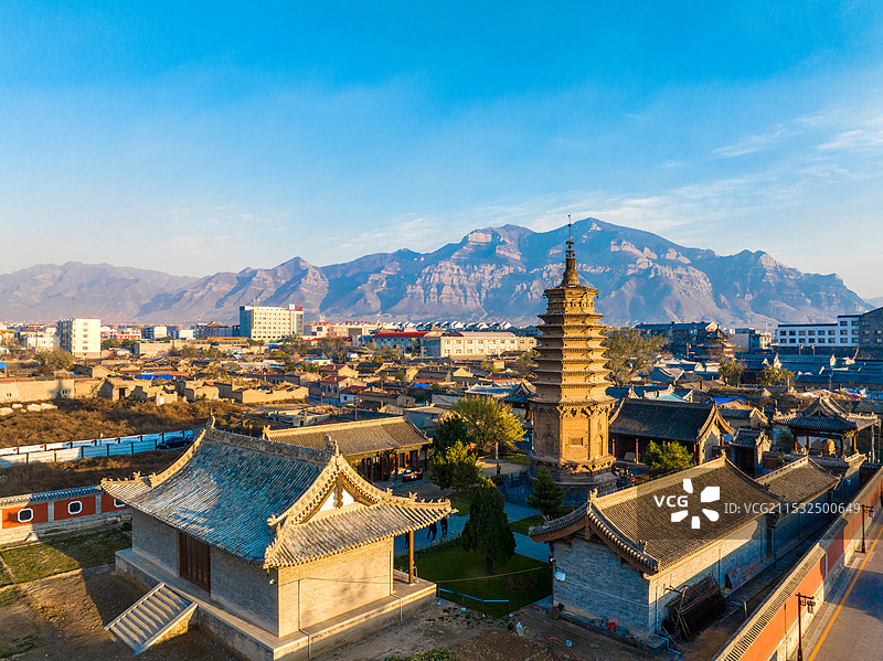 航拍山西省大同市浑源县圆觉寺图片素材