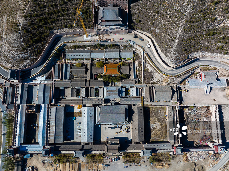 航拍山西省大同市广灵县朝阳古寺图片素材