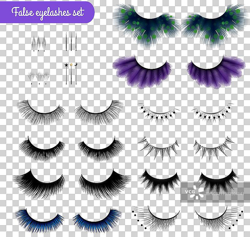逼真的假睫毛套装图片素材