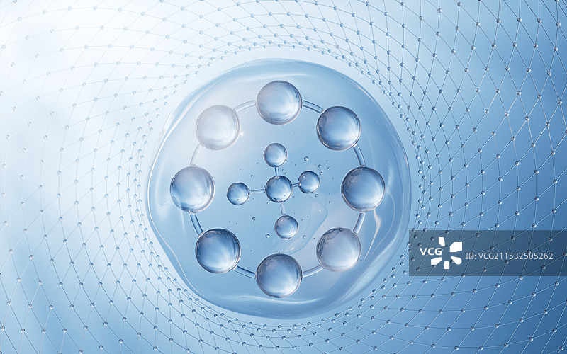 透明泡泡护肤美妆生物概念3D插画图片素材