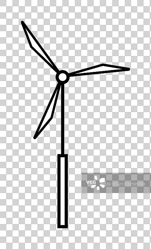 简单的黑白风力涡轮机，带有三片叶片图片素材