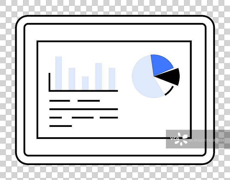 数字平板显示柱状图和饼图图片素材