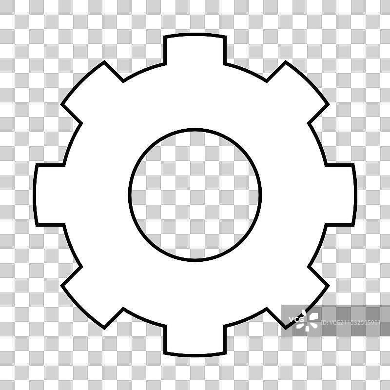 简单的黑白齿轮形状，带有八个齿。图片素材