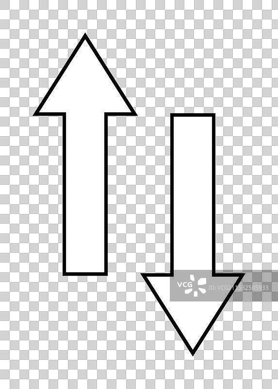 两个黑色轮廓的箭头指向上方图片素材