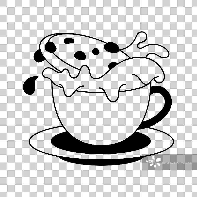 饼干浸泡在牛奶中图片素材