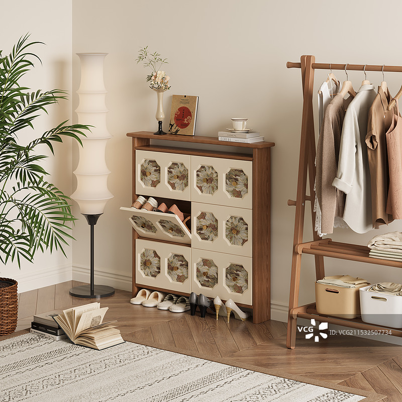 中古印花方款鞋柜图片素材