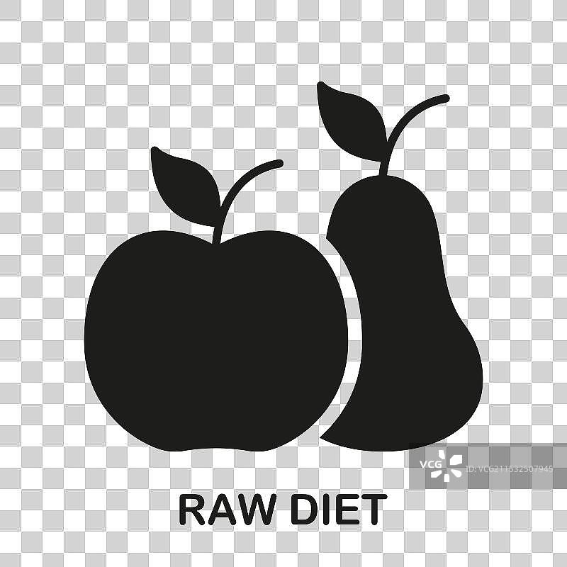 苹果和梨的剪影图标，生食饮食，健康图片素材