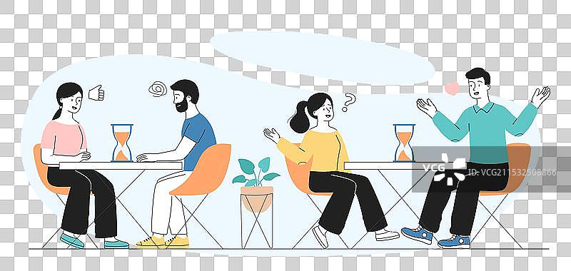 盲目约会的男女坐在桌子旁图片素材