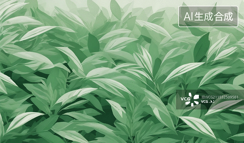 【AI数字艺术】绿叶背景图片素材