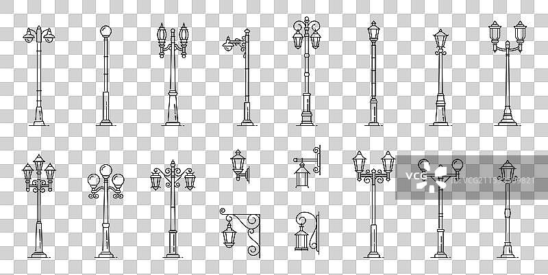 街灯灯柱灯笼线条图标图片素材