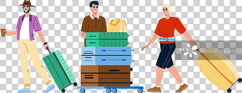 背包男士与旅行箱图片素材