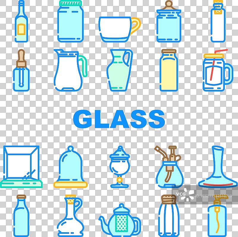 玻璃包装透明度图标集图片素材