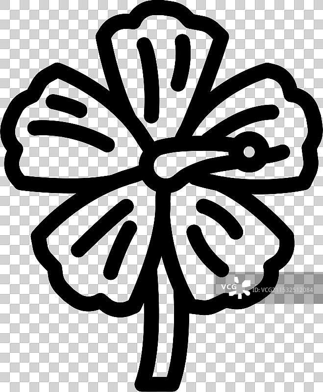 木槿草药线条图标图片素材