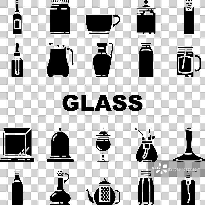 玻璃包装透明度图标集图片素材