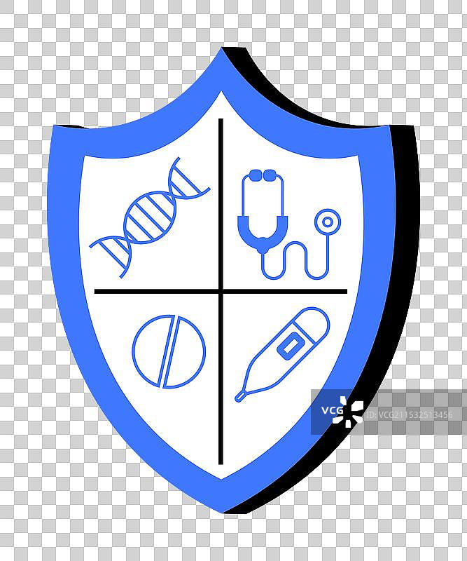 代表医学科学的盾牌与DNA图片素材