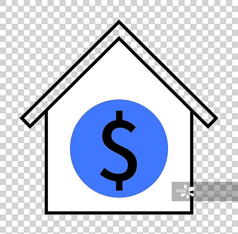带有美元符号的房子，象征着财务状况图片素材