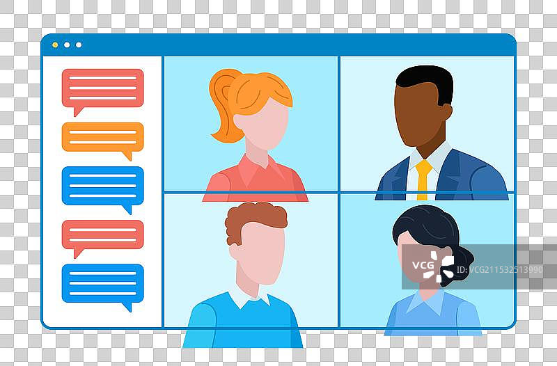 视频聊天工作团队对话与文字聊天图片素材