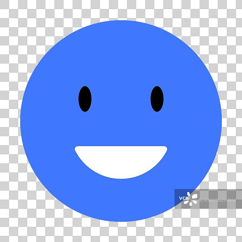 微笑的蓝色面孔图标，代表快乐和图片素材