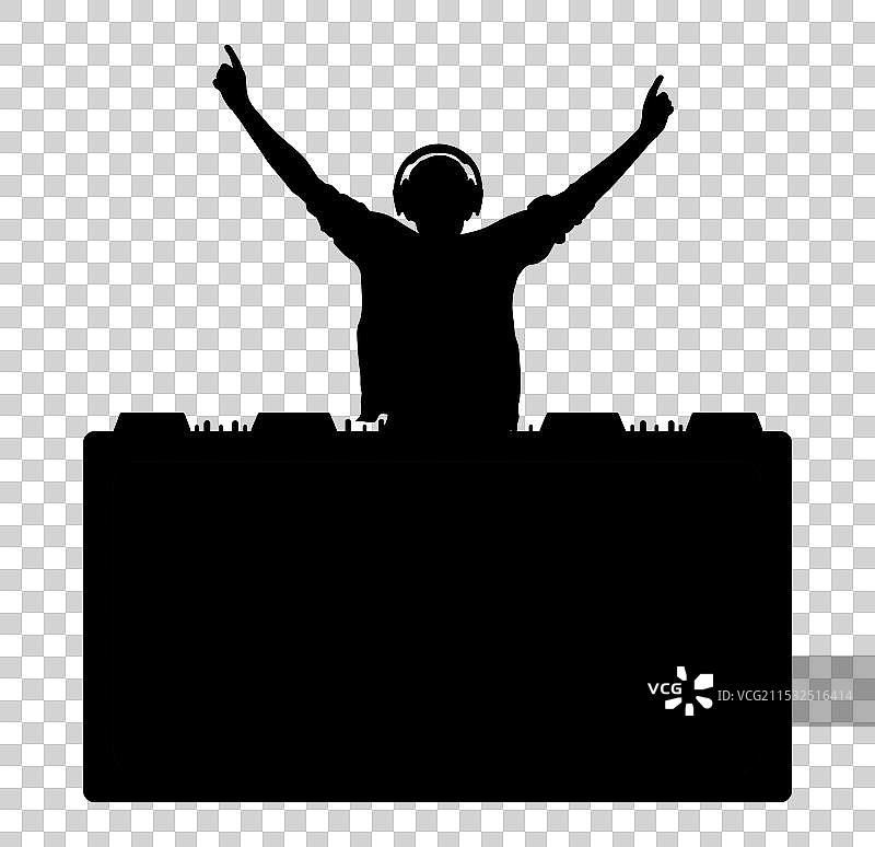 快乐的DJ男士耳机剪影图片素材