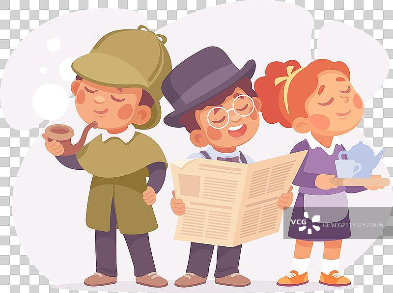 侦探男孩角色正在调查图片素材