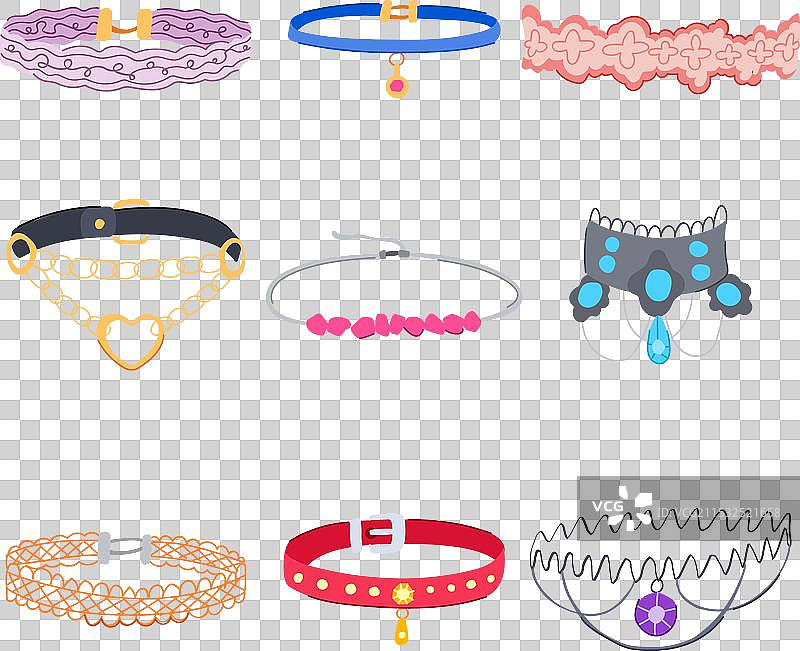 女性用卡通项圈套装图片素材