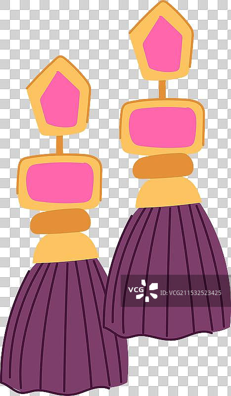 彩色流苏耳环卡通图案图片素材