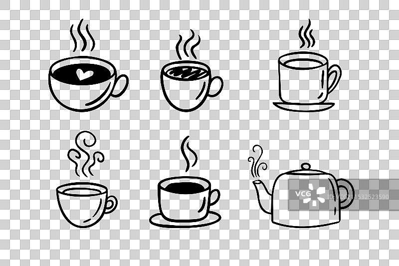 手绘热饮系列涂鸦咖啡杯图片素材