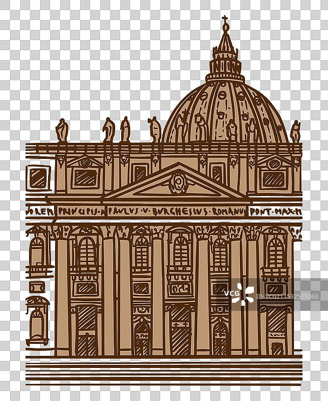 梵蒂冈圣彼得大教堂的线条艺术画作图片素材