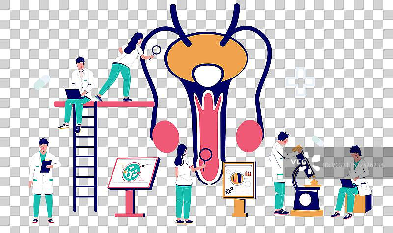 医生团队为男性患者提供泌尿科检查图片素材