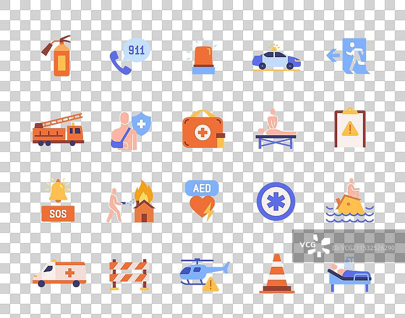 紧急图标集，色彩鲜艳的医生标志图片素材