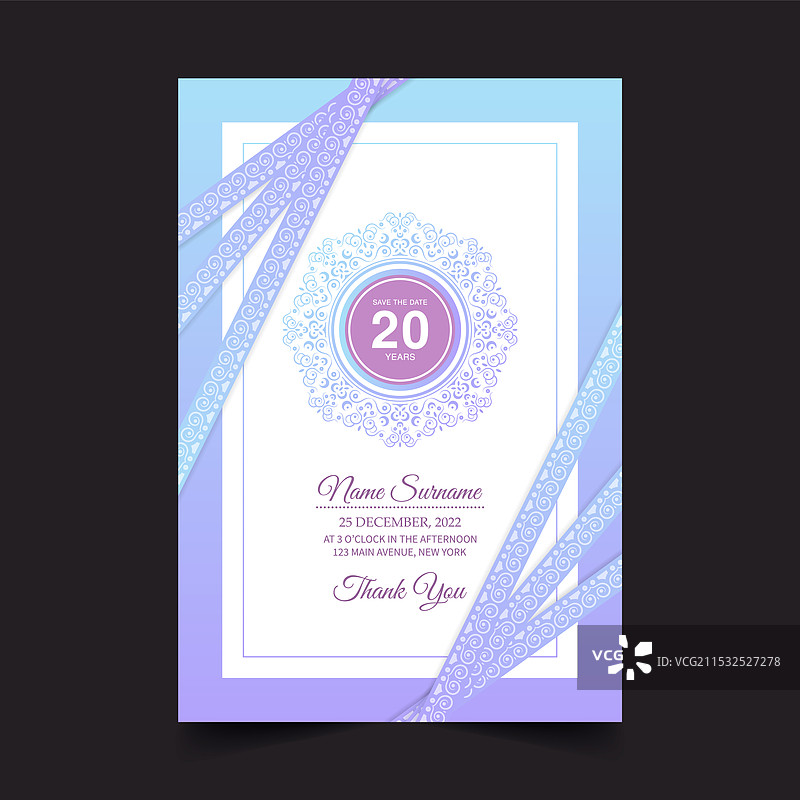 柔和抽象图案的生日邀请设计图片素材