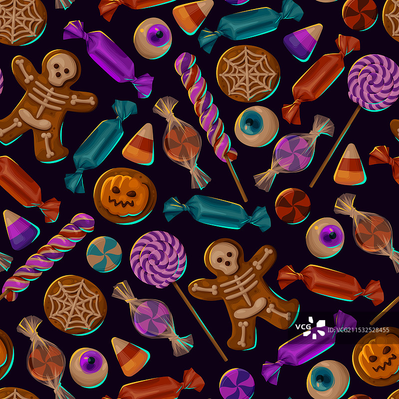 万圣节糖果无缝图案图片素材