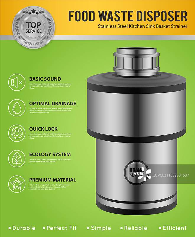 不锈钢真实感食物垃圾处理器图片素材