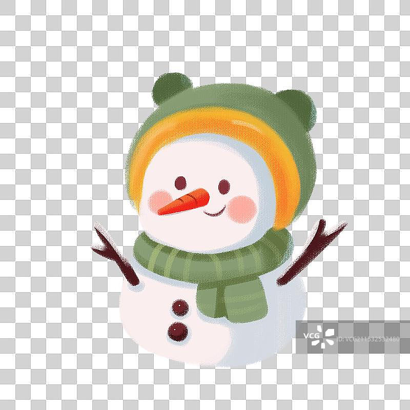 手绘蜡笔风一个可爱的雪人免抠元素图片素材