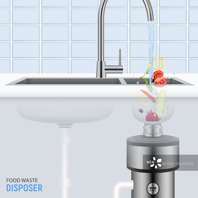 厨房水槽里切好的蔬菜片掉落图片素材