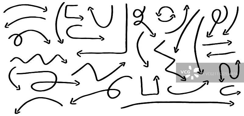 各种手绘箭头在简单背景上图片素材