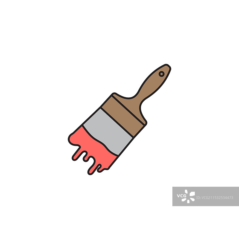 白色背景上的彩色画笔图标图片素材