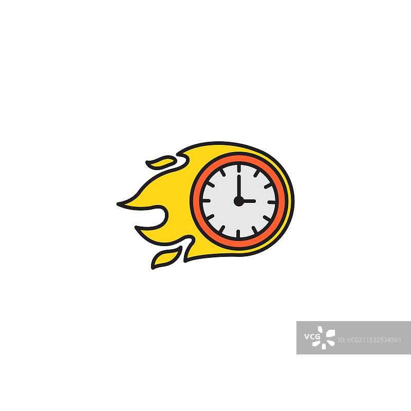 快速时间彩色图标在白色背景上图片素材