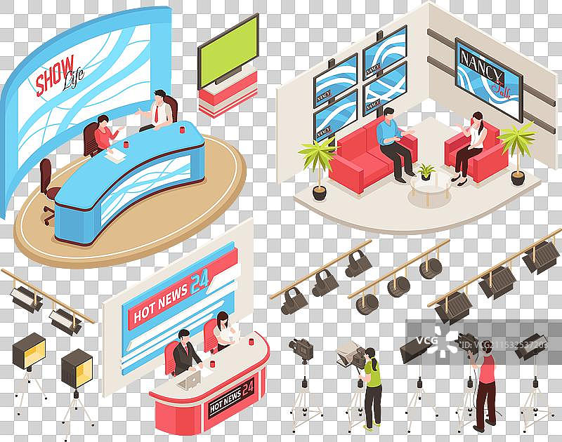 电视演播室等距场景图片素材