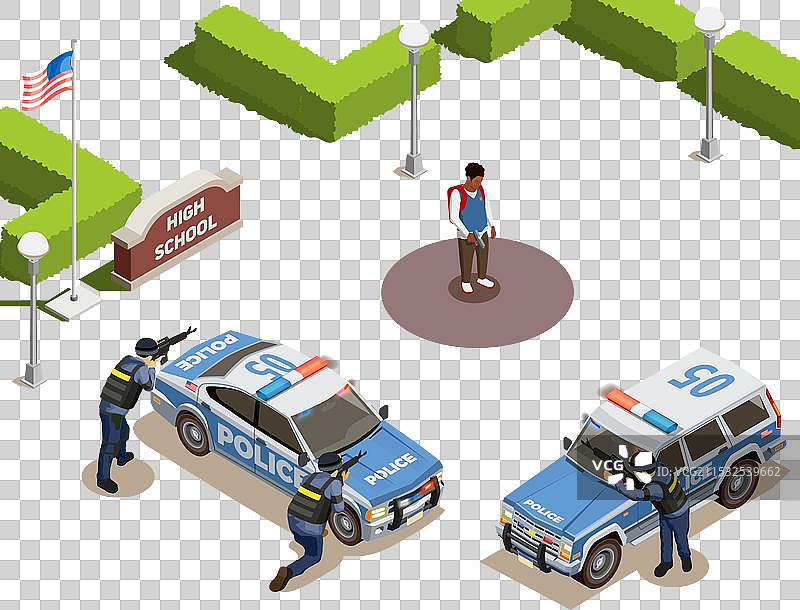 学校枪击事件的构图图片素材