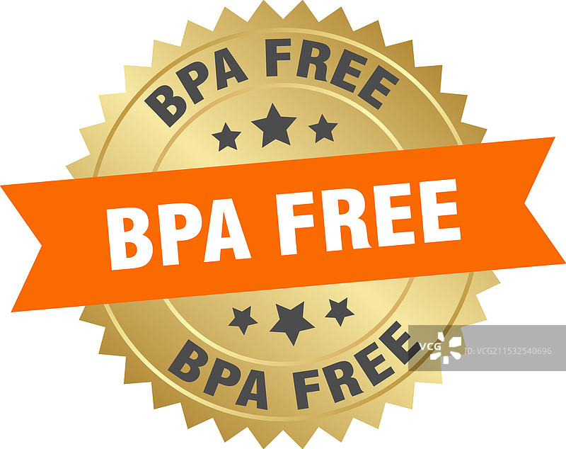 无 BPA 的圆形橙色和金色标签图片素材