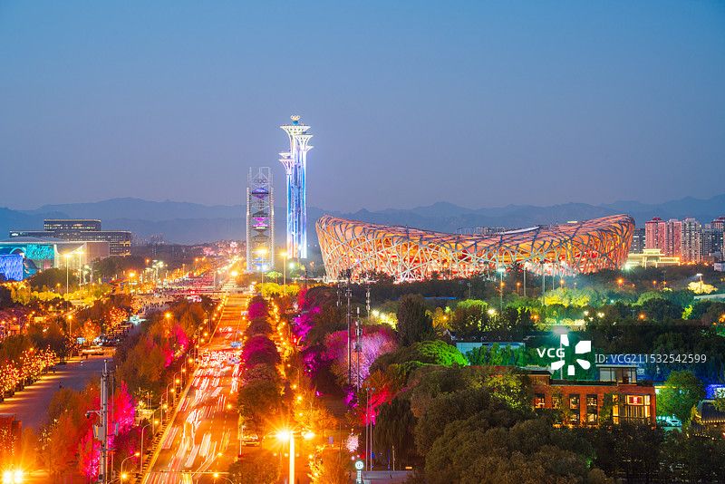 北京鸟巢夜景图片素材