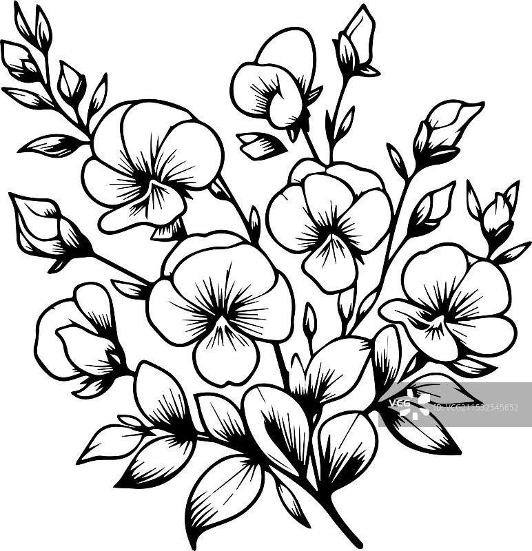 甜美的单色花卉艺术图片素材