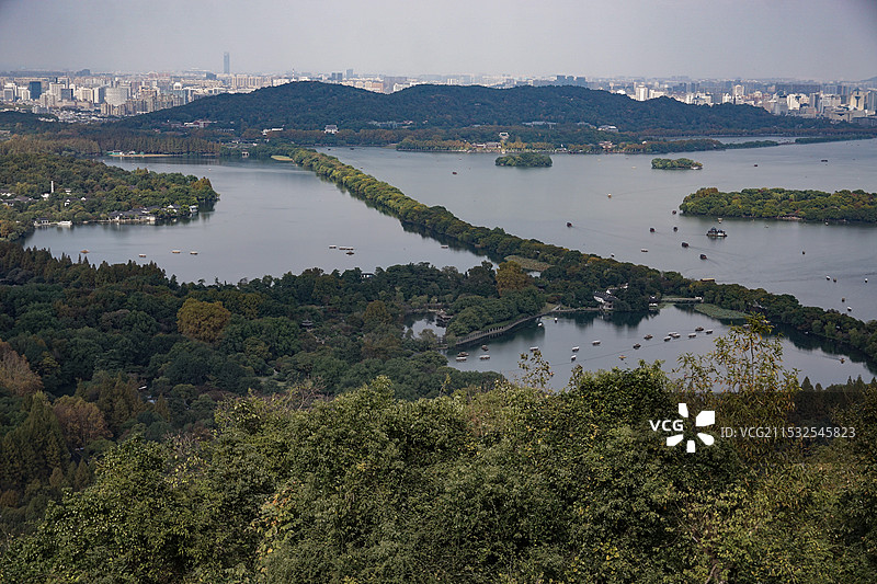 九曜阁远眺西湖图片素材